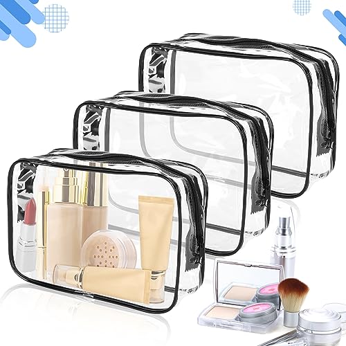 15 PCS Transparent Cosmetic Bags Clear Toiletry Bags Waterproof Makeup Bags PVC Plastic Zippered Organizer Cases for Travel Vacation Bathroom