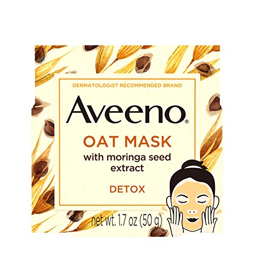 Aveeno Oat Face Mask with Detoxifying Moringa Seed Extract and Vitamin E Antioxidant, to Remove Skin Impurities, Paraben Free, Phthalate-Free, 1.7 oz