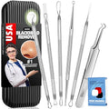 Blackhead Remover Tools Kit - Gentle Pimple Popper Set with Case - Cool Black Variation