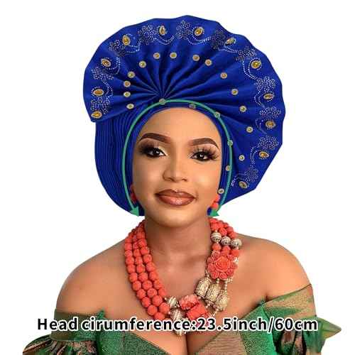 Nigerian beaded headwear Exquisite handmade African fan-shaped women's headscarf,suitable for weddings and special occasions