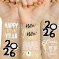 2026 NYE Glitter Temporary Tattoos - 40 Designs, Waterproof Party Favors
