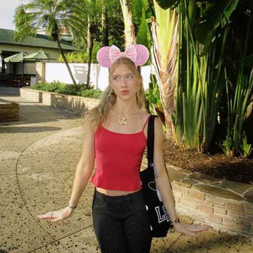 Mouse Ears Headbands with Bow Minnie Ears Cosplay Costume Hair Accessories for Women Girls Birthday Party Decoration