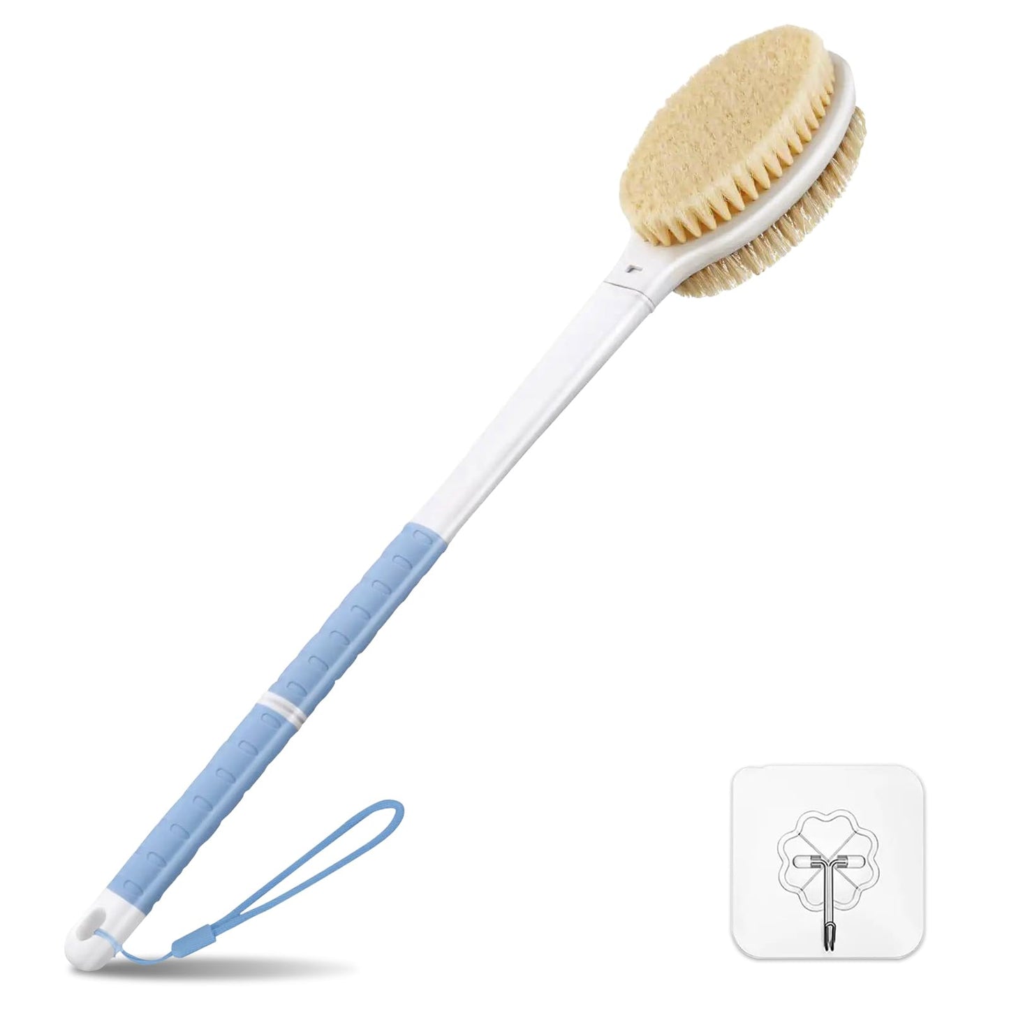 Bath Brush Long Handle for Shower, Back Scrubber for Shower, Non-Slip Long Handled Shower Back Brush, Shower Brush for Cleaning Body Exfoliate (Blue)
