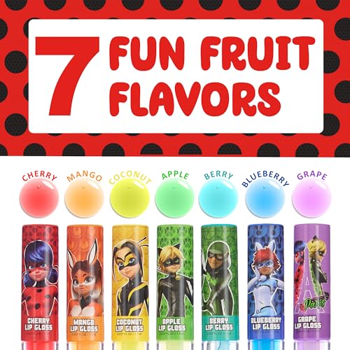 Miraculous 7-Piece Lip Gloss Set - Fruity Flavors
