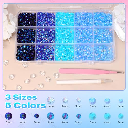 15000 Pcs Blue Flatback Rhinestones for Crafting and DIY