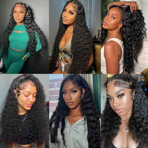 Deep Wave Lace Front Wigs Human Hair 200% Density Wet and Wavy Human Hair Wig 13x6 HD Lace Front Wigs Human Hair Pre Plucked Deep Wave Human Hair Wig for Women(20 Inch)