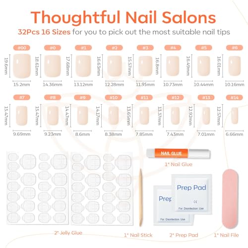 Modelones White Press On Nails Short Square 32Pc Kit