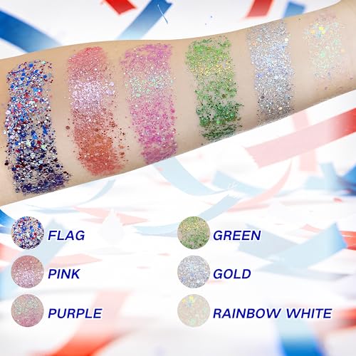 4th of July Red White Blue Glitter Stick – Chunky Holographic Face & Body