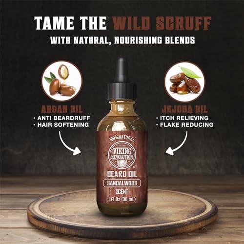 Viking Revolution Beard Oil with Argan & Jojoba - Sandalwood