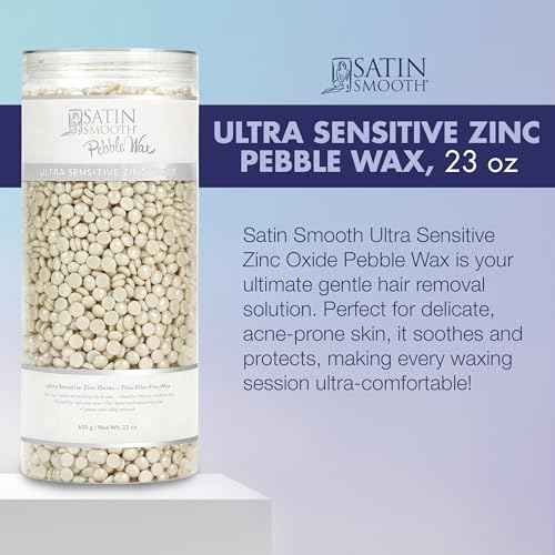 Satin Smooth Ultra Sensitive Zinc Oxide Hard Wax Beads ? Thin-Film Pebble Wax for Hair Removal, Ideal for Face & Bikini Area, 23 oz