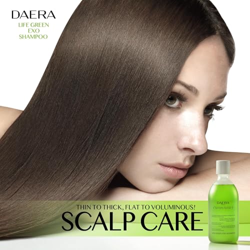 DAERA 2 Pack Life Green Exo Shampoo for Thinning Hair Thickening 10.24 fl oz, Caffeine Biotin Scalp Deep Cleansing, Volumizing & Improving, Heartleaf Extract, Women & Men, All Skin Types