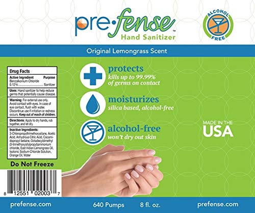 Prefense Foam Hand Sanitizer 8 oz - Alcohol-Free, Moisturizing