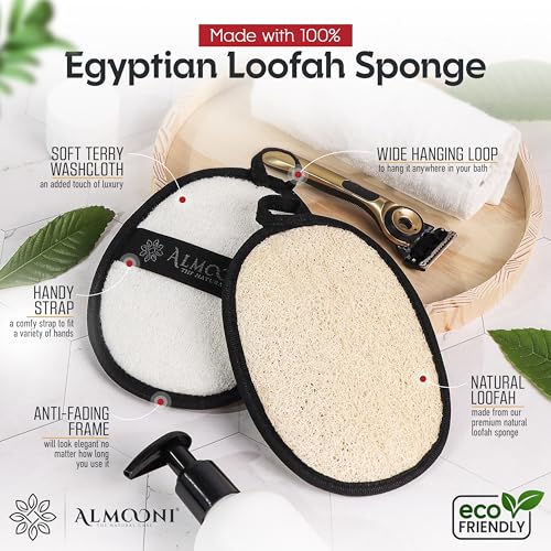 ALMOONI Loofah Sponge Body Scrubber for Men, 2 Count