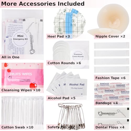 Wedding Day Emergency Kit for Bride, 39 Pc Essential Items for Brides Daily Use Women Wedding Gift, Travel Kit Personal Care Survival Set with Bride Makeup Bag - Wedding Emergency Kit Supplies