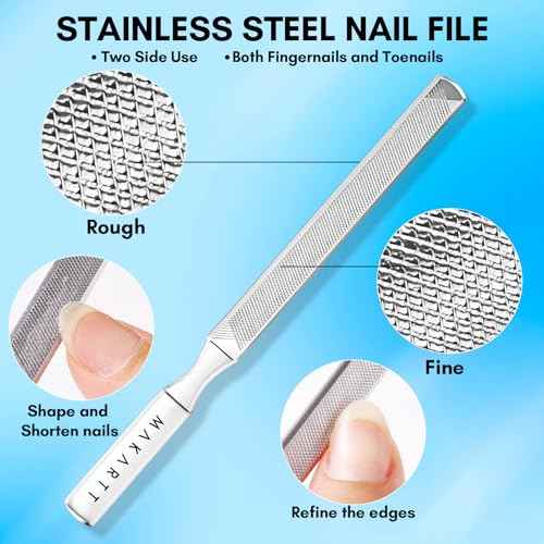 Makartt Toenail Clippers, 5-in-1 Stainless Steel Nail Clipper Set for Thick or Ingrown Toenails, Professional Removal Kit for Men, Women & Seniors