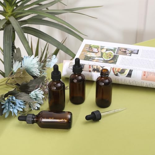 24 Pack 2oz Amber Glass Dropper Bottles with Measurement Scale