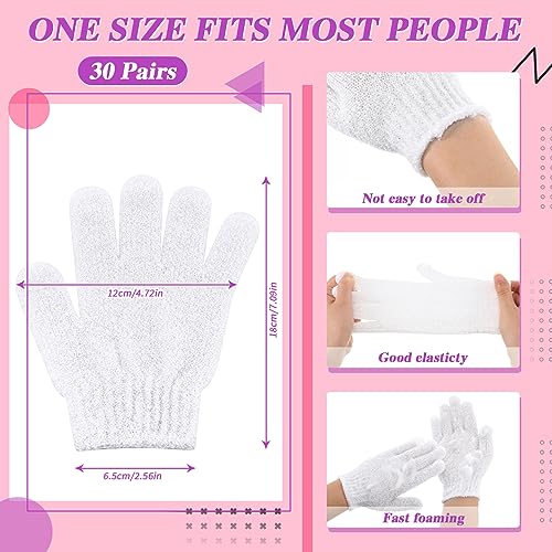 Ramede 30 Pair Exfoliating Bath Gloves - Nylon Shower Scrubber
