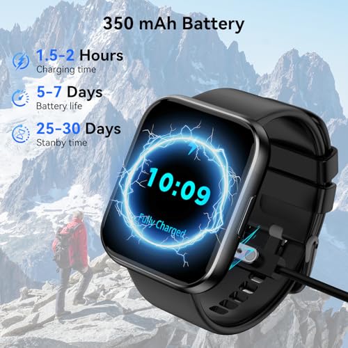 QONBINK Smart Watch for Men - 1.85" HD Fitness Tracker with Bluetooth Calling & 120+ Sports Modes - Waterproof Heart Rate Monitor (Black)