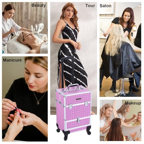 TOPACK Rolling Makeup Train Case with 360° Wheels & Drawers