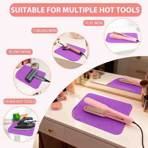 Large Silicone Heat Resistant Mat, Portable Travel Hot Hair Tools Holder Pad for Curling Iron, Flat Iron, Hair Straightener and Other Styling Tools(12.0" x 9.0")