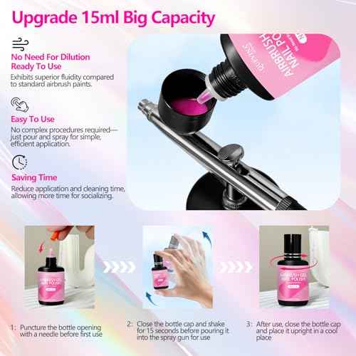 QUEVINA 16 Colors Airbrush Gel Nail Polish Set ? Safe, Odorless Formula for Stunning Baby Boomer Nail Art ? No Dilution Needed, Long-Lasting & Vibrant Shades 16X15ml