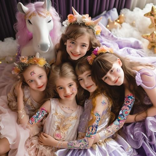 Unicorn Temporary Tattoo Kit for Kids - 35 Styles, 24 Sheets