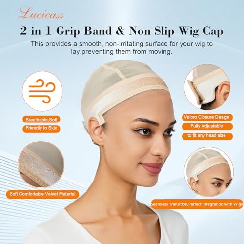 Wig Grip Cap with Non-Slip Velvet Band - Glueless & Adjustable