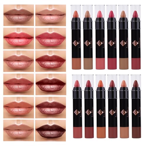 CoralBeau Matte Lipstick Set - 12 Shades Waterproof Long-Wear
