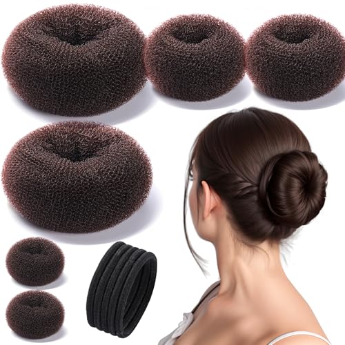 Hair Bun Maker Set - 3 Sizes with 5 Elastic Bands