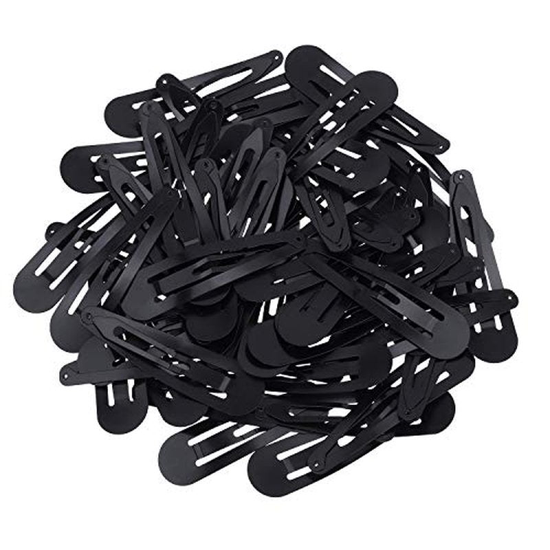 50 Pcs Large Metal Snap Hair Clips 3.5 Inch Black
