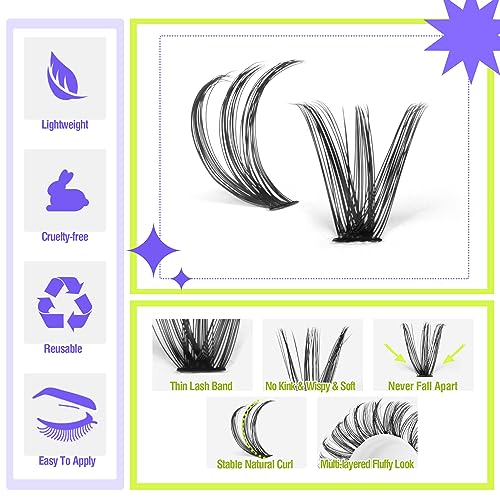 ALICE Lash Clusters DIY Lash Extensions 240PCS 14-20MM Individual Lashes Cluster Lashes Natural 40D Eyelash Extensions Faux Mink Individual Eyelashes