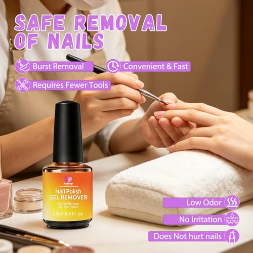 Gel Nail Polish Remover Set - 15ml Remover & 8ml Oil for Quick, Safe Gel Removal - Variation of This Listing