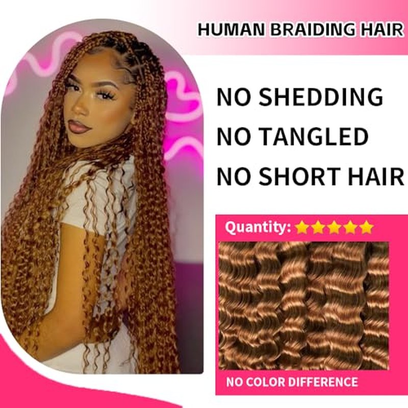 27" Blonde Boho Human Braiding Hair - 120g Deep Wave Bulk