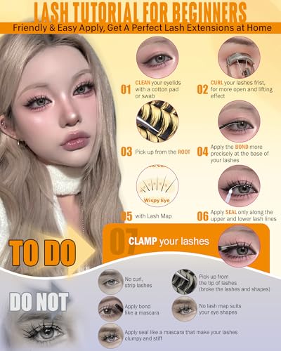 JIMIRE Wispy Lash Clusters Extensions 180Pcs 8-16MM