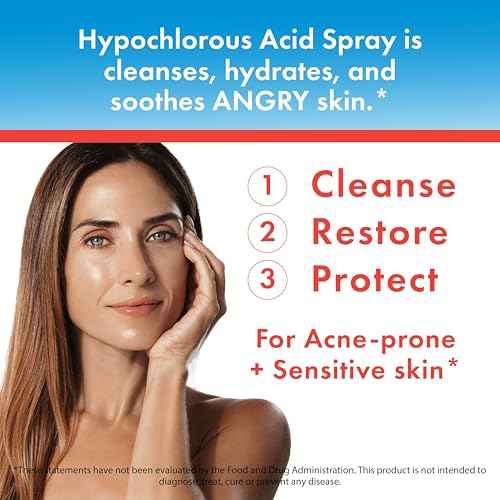Hypochlorous Acid Spray for Face, Skin & Eyelids ? pH-Balanced HOCl Facial Spray Safe for Acne, Red & Sensitive Skin ? Gentle Non-Toxic Toner & Cleanser Mist for Clear, Hydrated Skin, 8 oz