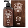 Viking Revolution Beard Wash Shampoo w/Argan & Jojoba Oils - Softens & Strengthens - Sandalwood Scent - 17 oz Shampoo