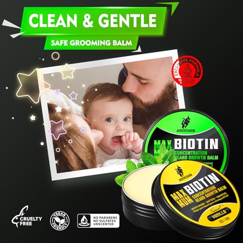 2 Pack Beard Balm for Men ? Vanilla & Unscented ? Biotin Beard Conditioner for Softening, Styling & Supporting Beard Growth ? Gift Set for Father¡¯s Day, Anniversaries & Christmas