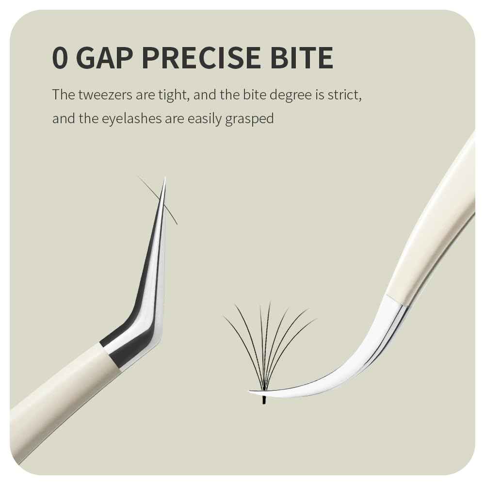 ANNAFRIS Lash Tweezers for Eyelash Extensions,Precision Fiber Tip for Volume Eyelash Extension,Lash Extension Tweezers for Easy Application and Removal (White, 1PC-08)