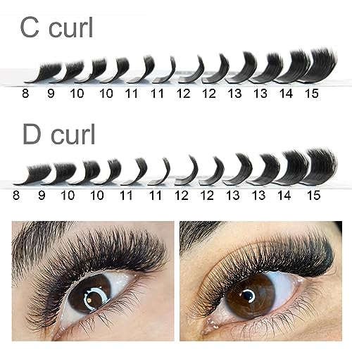 5D W Lash Extensions Premade Fans Faux Mink 8-15mm Mix