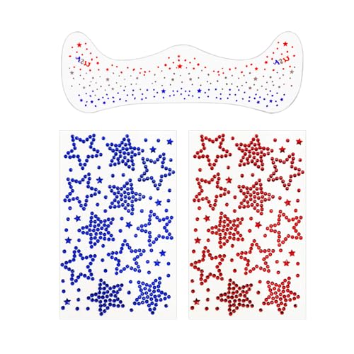 4th of July Glitter Star Face Tattoos, 3-Pack