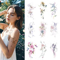 Flower Temporary Tattoo Stickers - 10 Sheets Waterproof