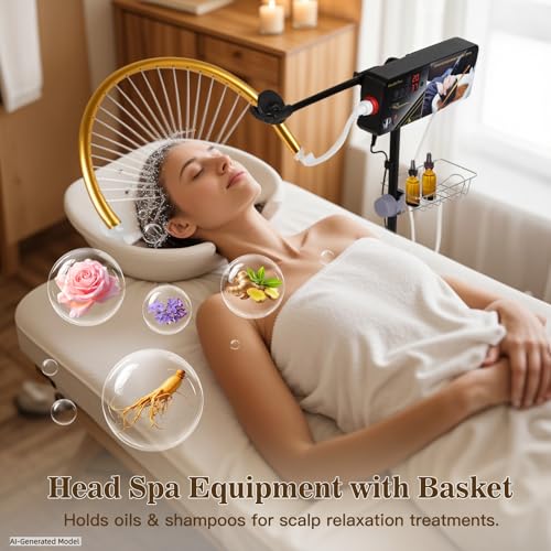Waterfall Head Spa Machine with Temperature Control & Adjustable Frame