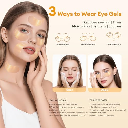 Gold Hydrogel Eye Patches for Puffy Eyes & Dark Circles - 60 PCS