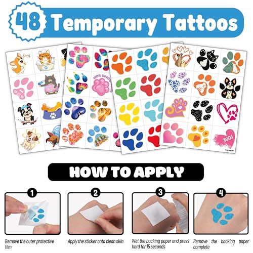 Paw Print Party Favors Set - 24 Punch Balloons & 48 Tattoos