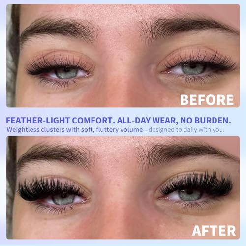 Lash Clusters Spike Cluster Eyelash Extensions Volume Eye Lash Clusters Wispy 10-16mm DIY Lashes Extension Thick Manga Eyelash Clusters for Bold Look