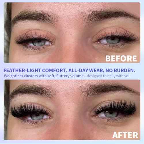 Lash Clusters Spike Cluster Eyelash Extensions Volume Eye Lash Clusters Wispy 10-16mm DIY Lashes Extension Thick Manga Eyelash Clusters for Bold Look