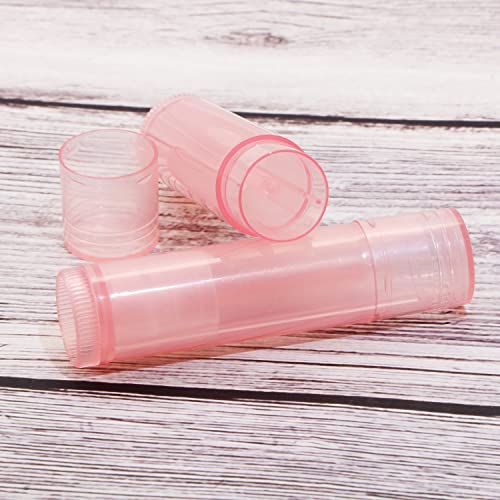 Mini Skater 20Pcs 3/16 Oz (5.5ml) Translucent Lipstick Cosmetic Empty Lip Gloss Lipstick Balm Tube With Caps Container Bottle For Lady Women Makeup Tool (Pink)