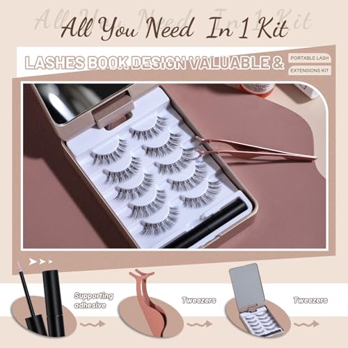 BS-MALL False Eyelashes ? Wispy Lashes 100% Handmade Natural Look, Reusable & Durable, Includes 5X Magnifying Mirror and Application Kit (Style02)