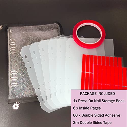 Press On Nail Storage Book with 6 Pages & 60 Adhesive Strips