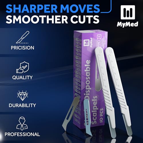 MyMed Disposable 10r Blades Dermaplaning Scalpels - Pack of 10 Dermaplane Razors for Women Face, Scalpel Blades, Sterile